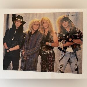 Poison Band Pinup Featuring Members in Black, Blonde, Denim
